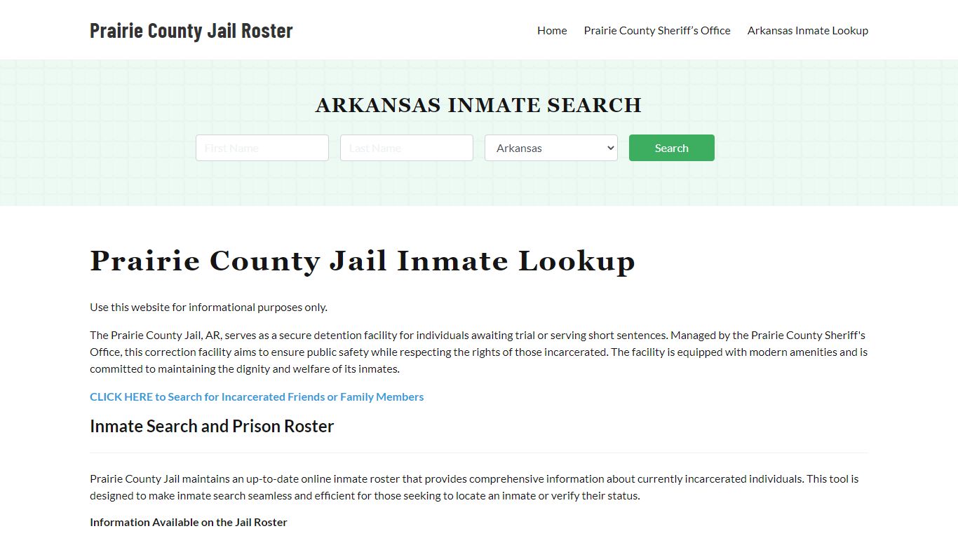 Prairie County Jail Roster Lookup, AR, Inmate Search